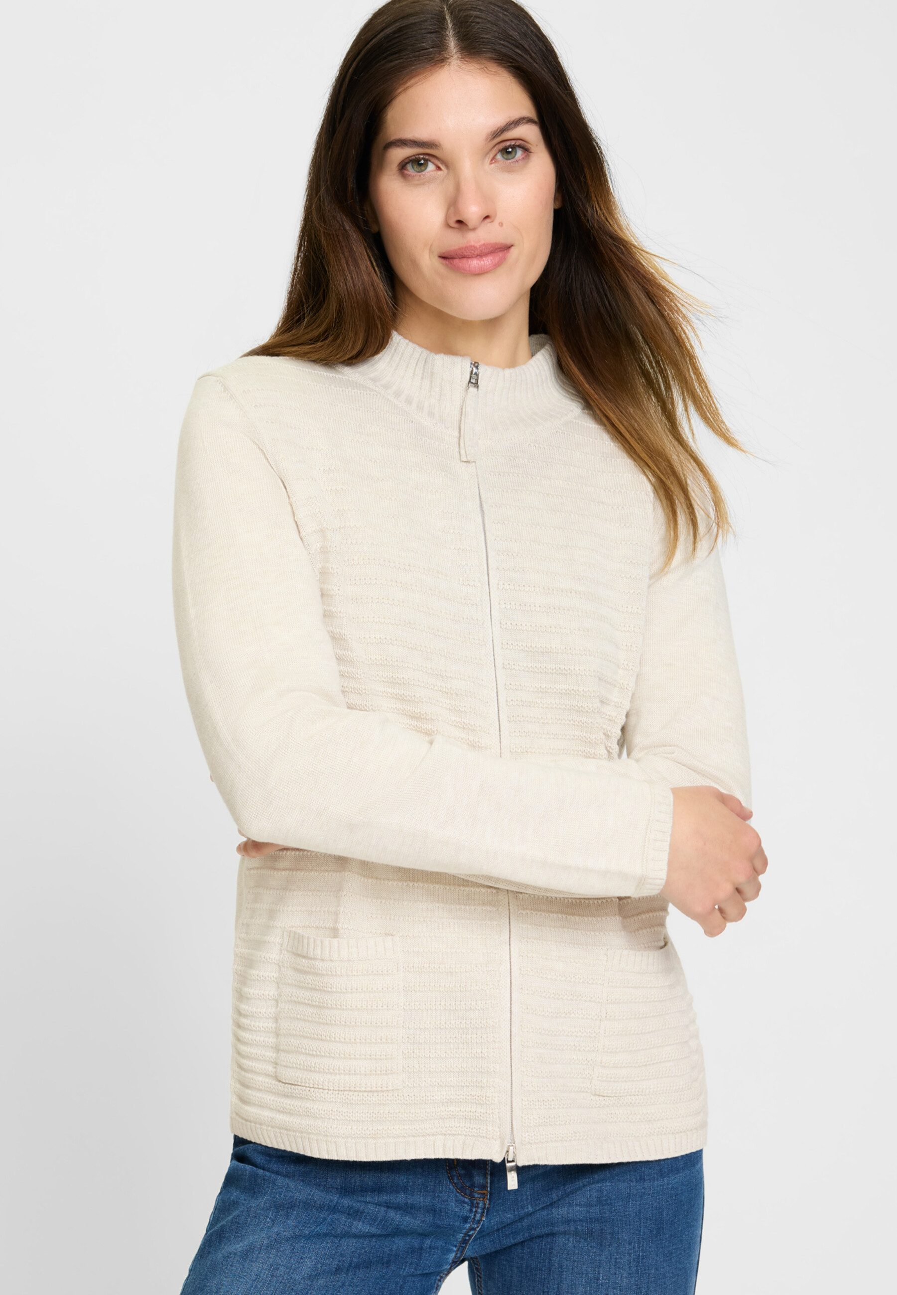 Olsen Cardigan mit durchgehendem Reißverschluss