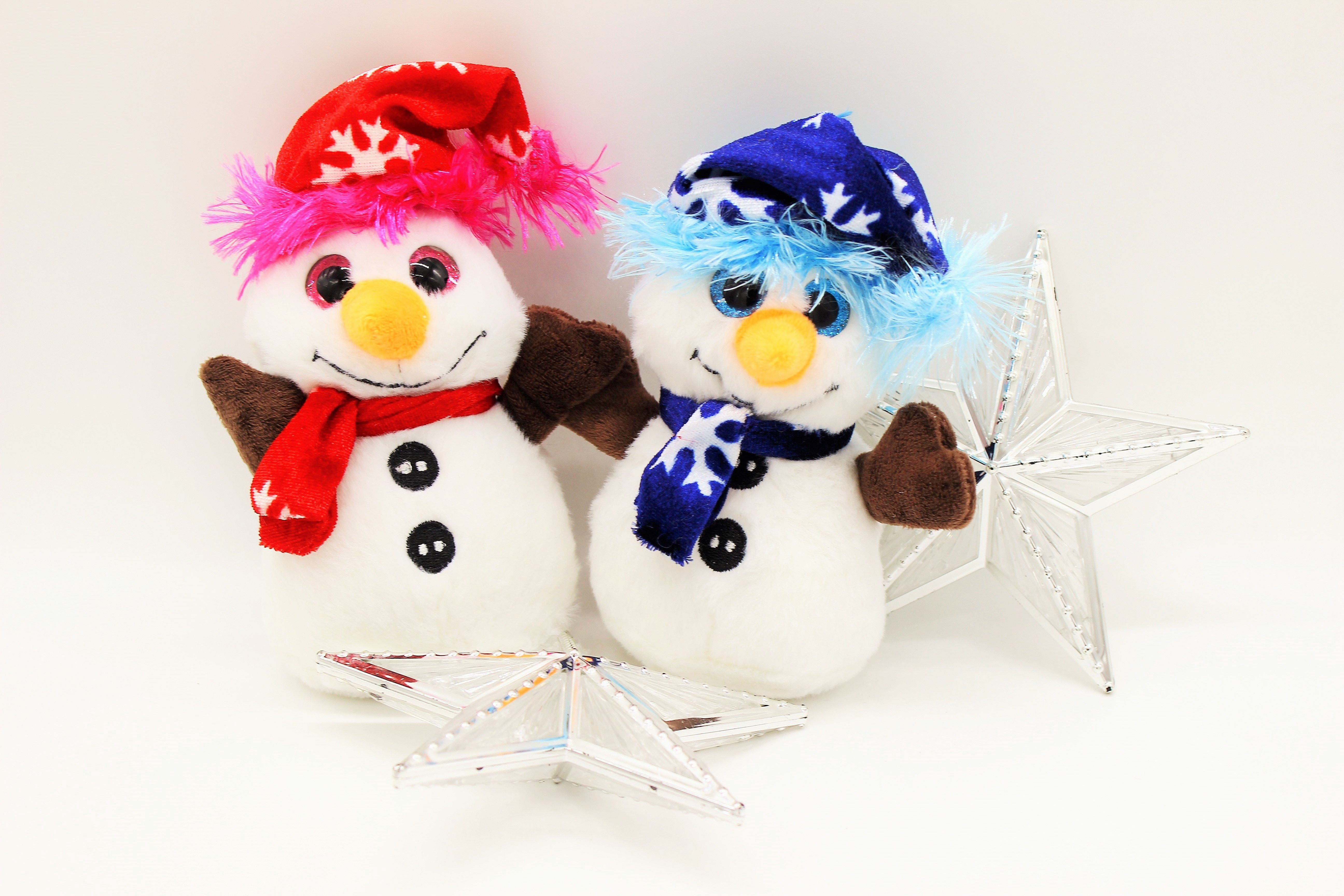 Luna24 simply great ideas... Schneemann Plüsch Schneemann Ole & Elfie, in rot und blau, 4er Set