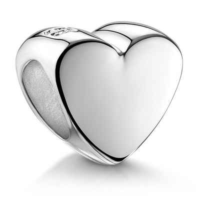 Materia Bead Herz Silber 925 rhodiniert 302, für Beads Armbänder / Ketten