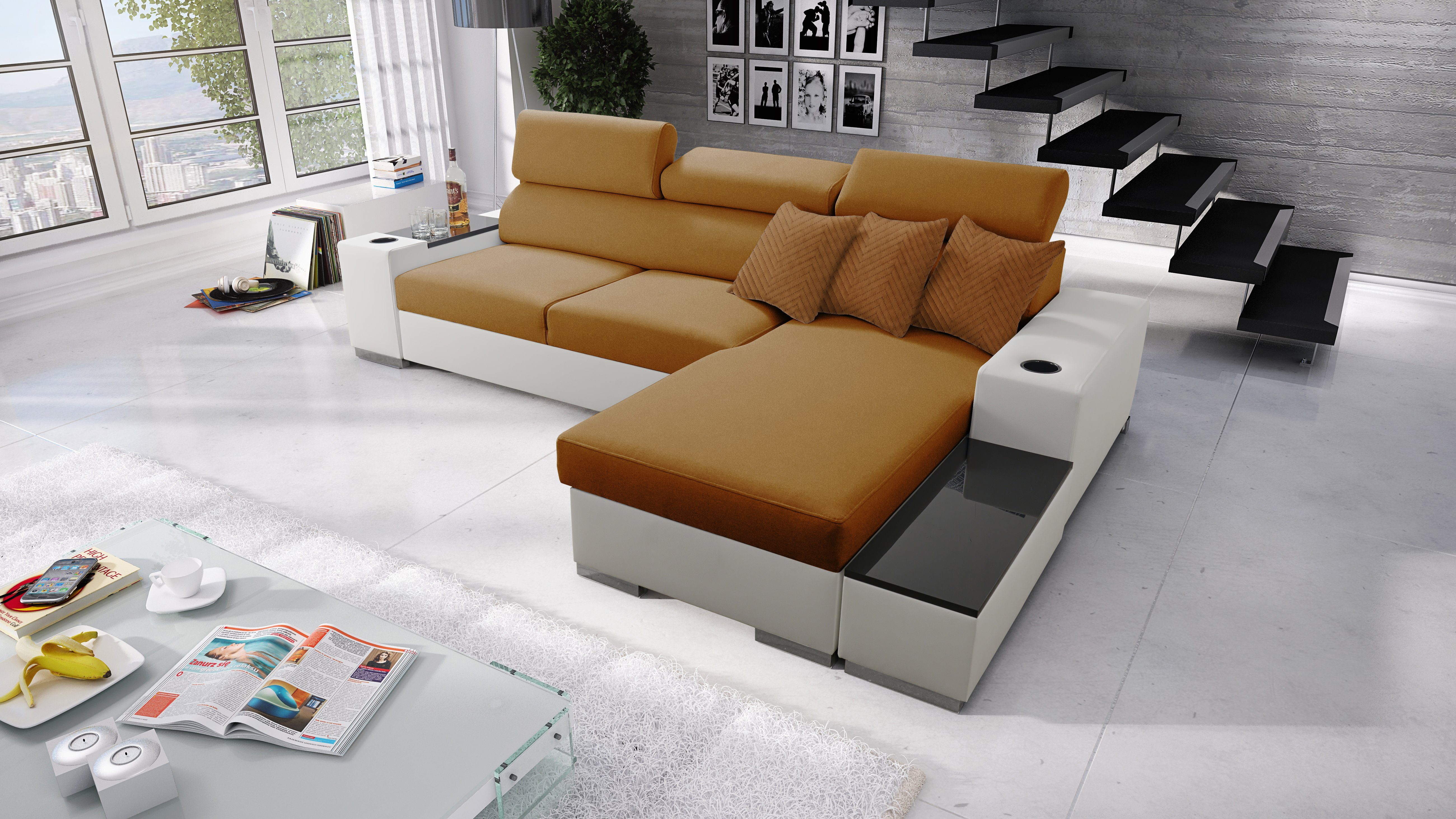 Best for Home Ecksofa Pete I Mini: Schlaffunktion & Bettkasten für das Moderne Wohnzimmer AMOR4325