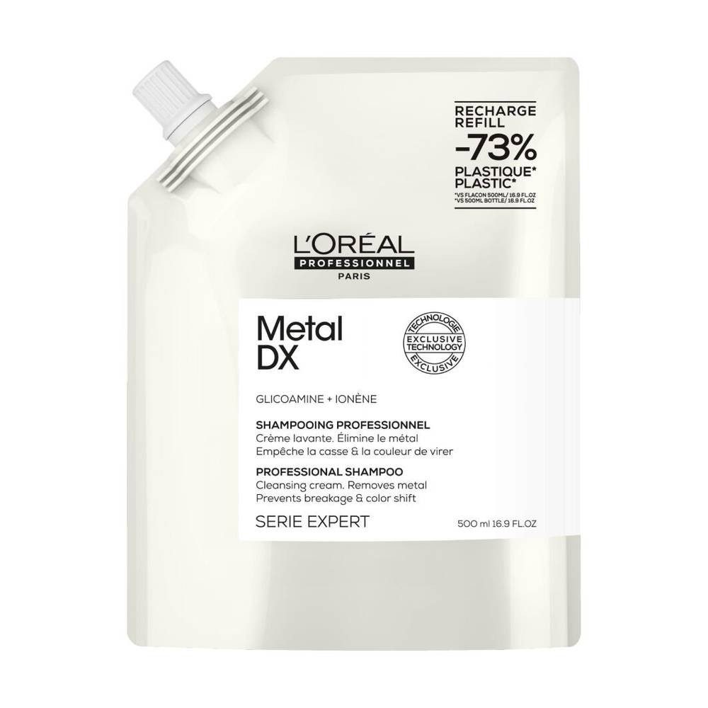 L'ORÉAL PROFESSIONNEL PARIS Haarshampoo L'Oréal Metal DX Shampoo Refill 500 ml gegen Metallablagerungen, 1-tlg., Reduziert Haarbruch sichtbar bereits nach wenigen Anwendungen