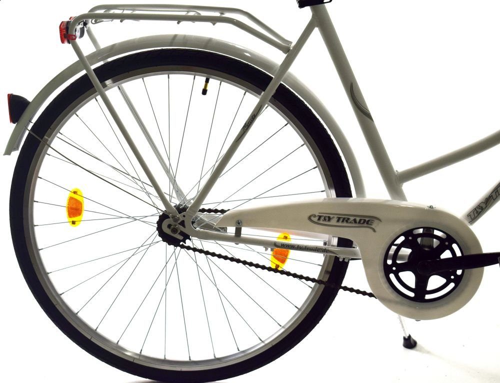 T&Y Trade City Bike 28 Inch Women's City Holland Bicycle Bike Coaster Brake Road Legal White, 1 Speed, Coaster Brake, Luggage Rack, Kickstand, Basket