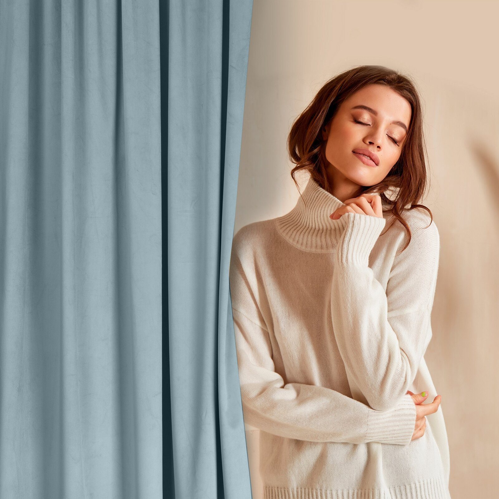 Design91 Vorhang Samtvorhänge Wohnzimmer Schlafzimmer Blickdicht Ösen Velou günstig online kaufen