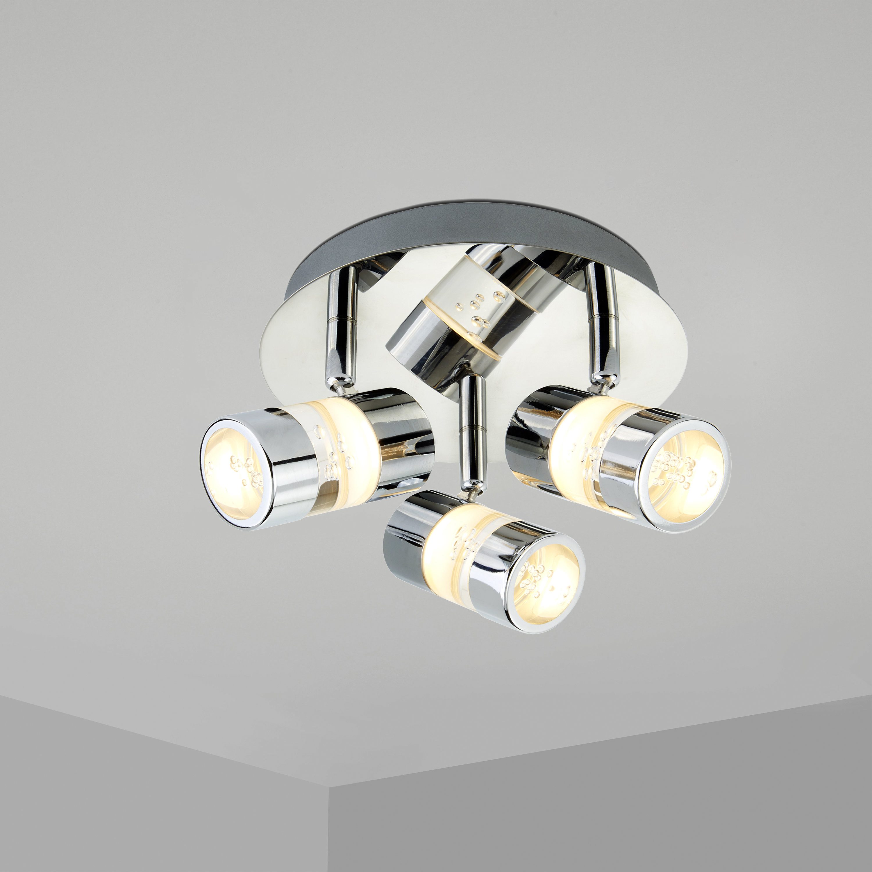 Searchlight Deckenstrahler Bubbles 3Lt Strahler - Chrommetall & Acryl, LED fest integriert