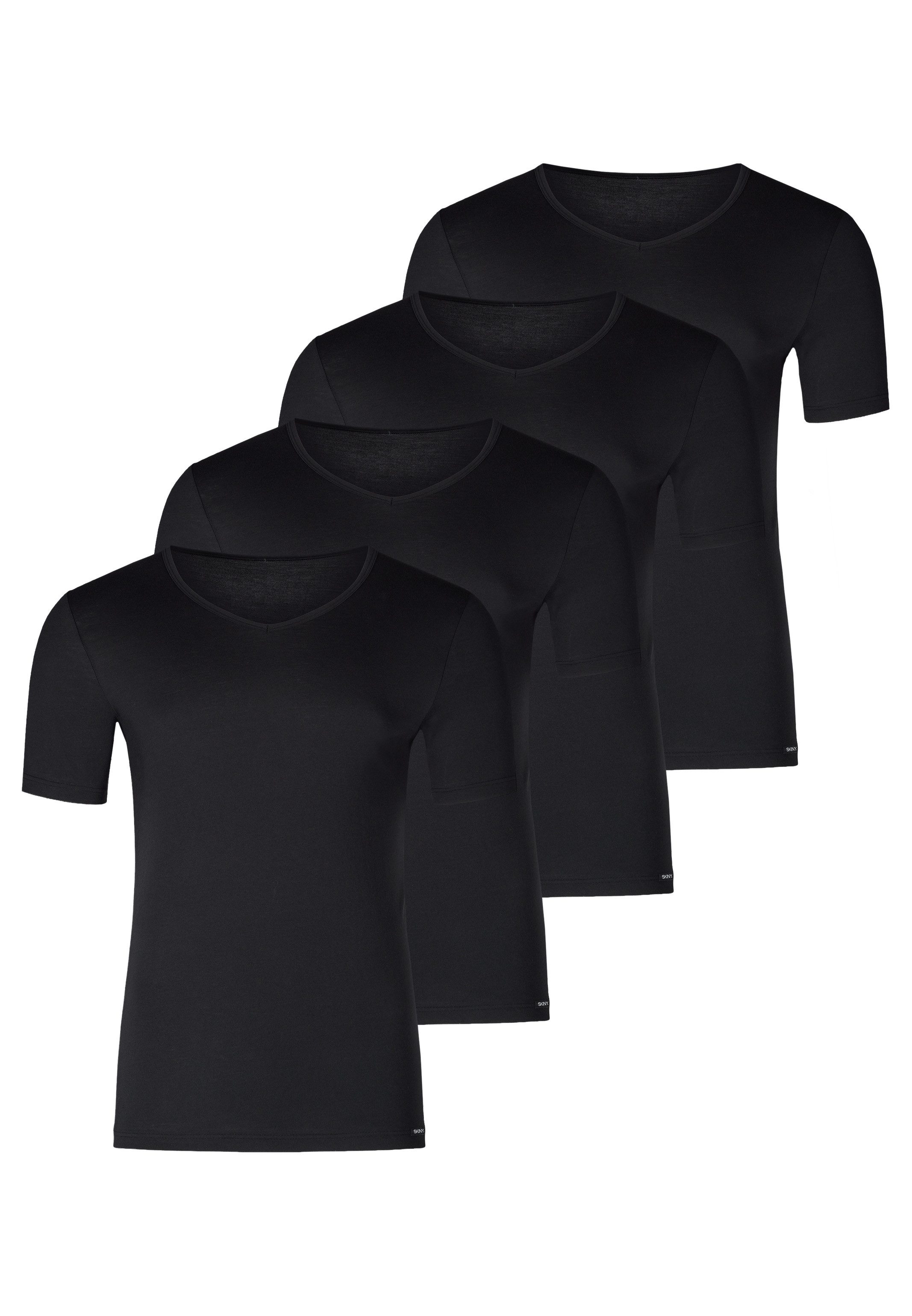 Skiny Unterhemd 4er Pack Unterhemd / Shirt Kurzarm (Spar-Set, 4-St) Unterhemd / Shirt Kurzarm - Baumwolle - V-Ausschnitt für coole Styles