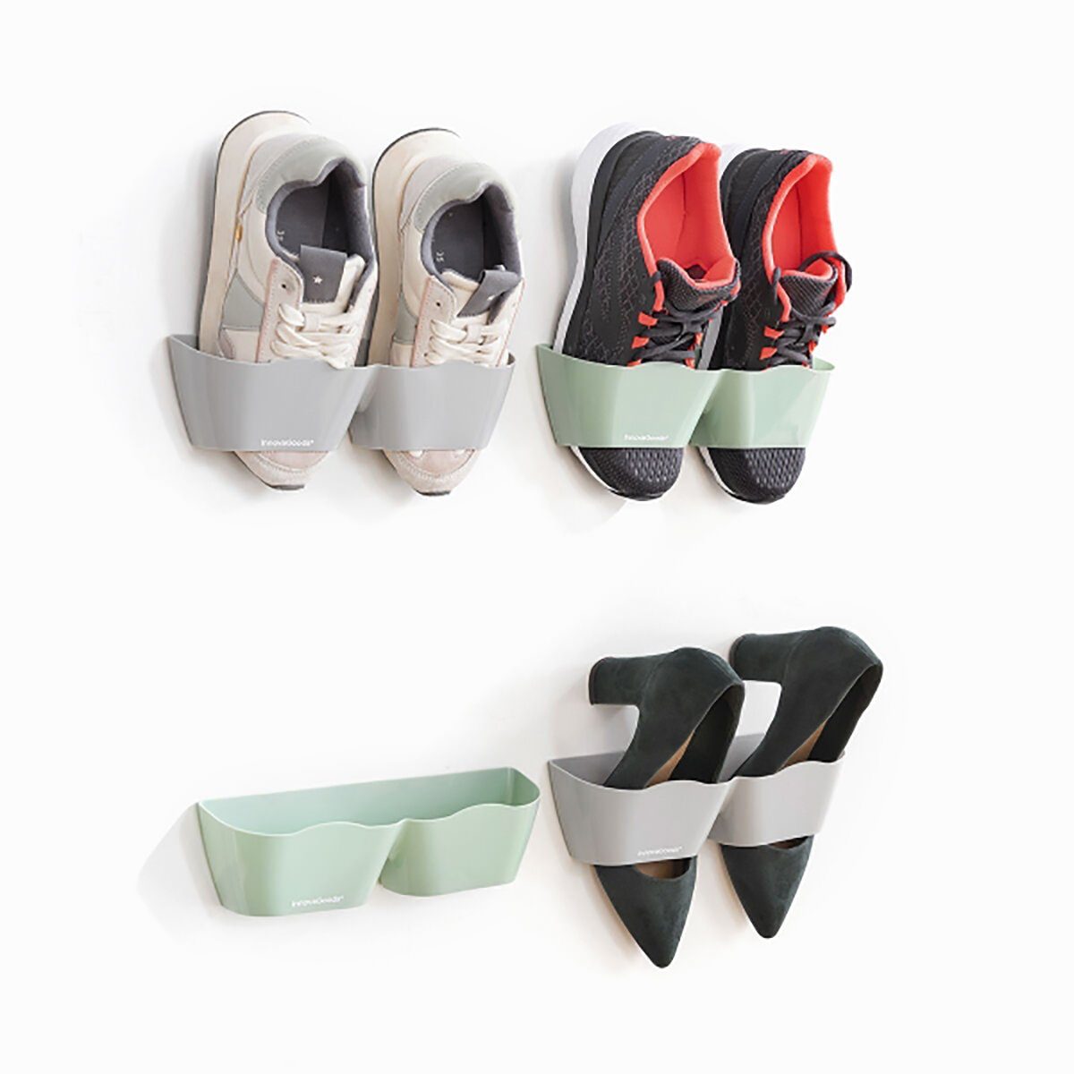 4 Einheiten Packung InnovaGoods Heimgebrauch Schuhregal mit Schuhhalter Selbstklebende