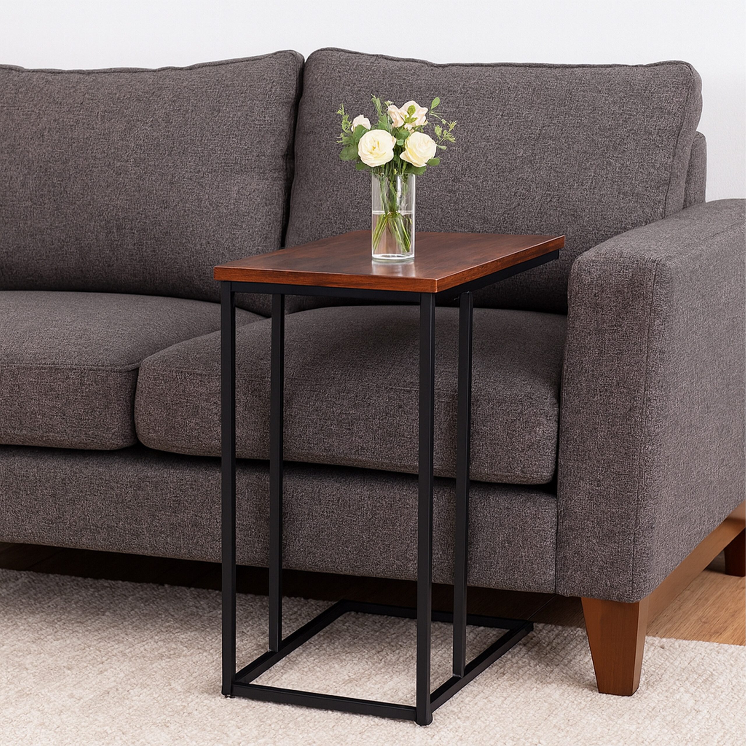 relaxdays Beistelltisch in C Form, Industrial-Schwarz günstig online kaufen