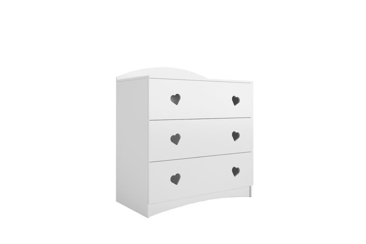 Stylefy Kinderkleiderschrank Mija Weiß (Sideboard, Schubladenkommode) mit 3 Schubladen, viel Stauraum, aus Holzwerkstoff, für Kinder, variabel stellbar