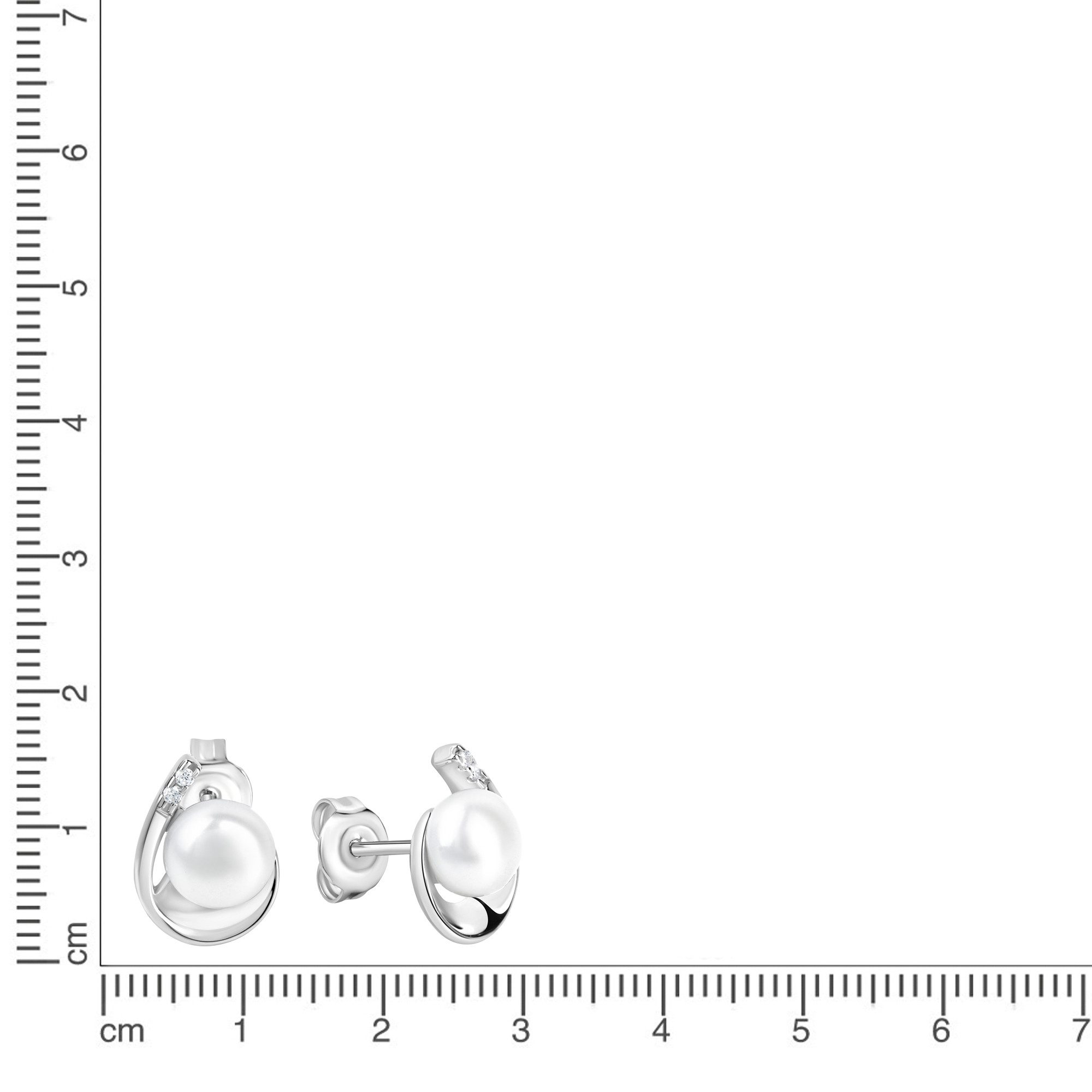 Zeeme Paar Ohrstecker Silber 925 rhodiniert Perle weiß 6,5-7mm Zirkonia günstig online kaufen