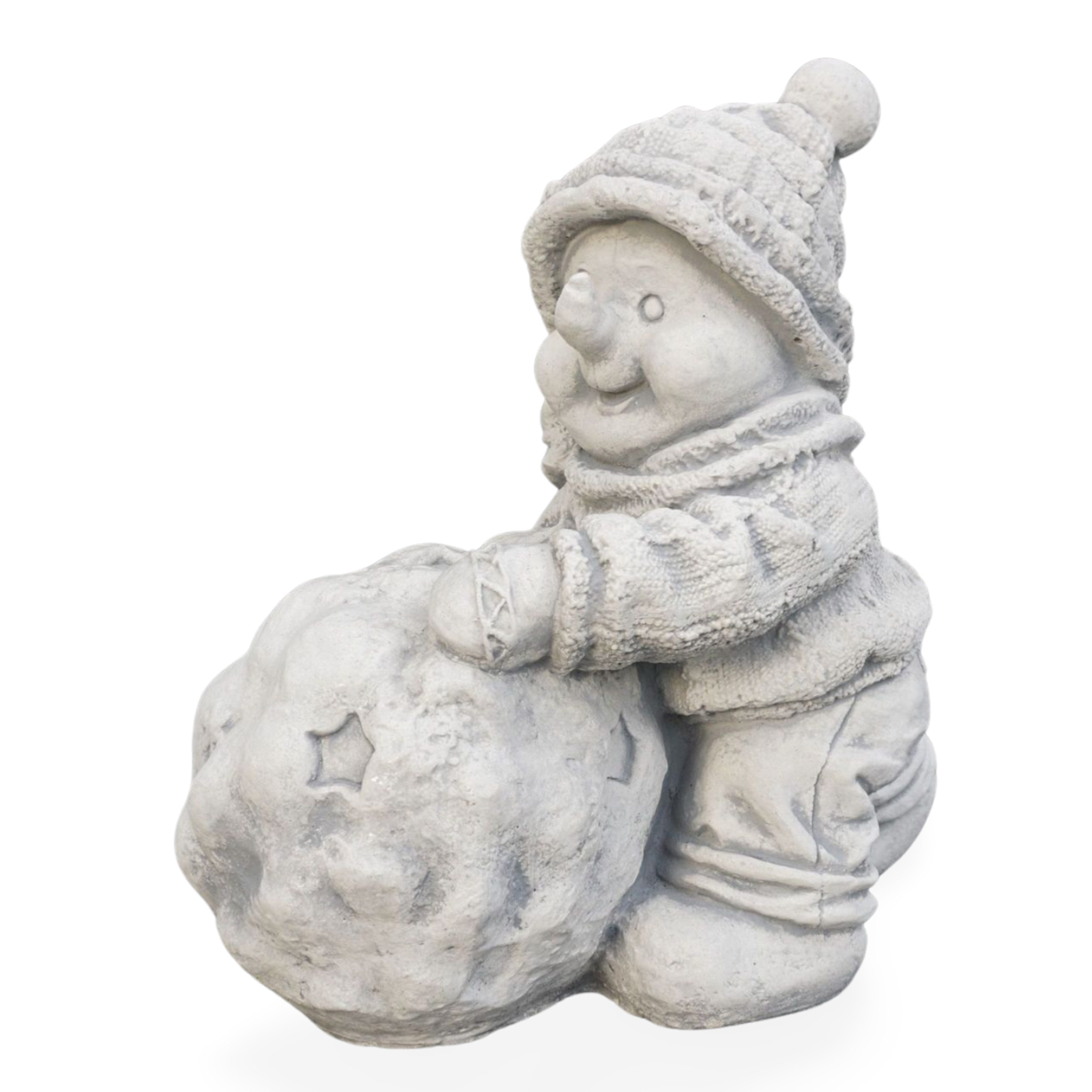 gartendekoparadies.de Gartenfigur Schneemann Steinfigur 44 cm Steinguss 26 kg, Frostsicher