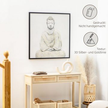 HOMCOM Wandbild mit einem meditierenden Buddha, UV-Druck, Prägetechnik, Buddha (Set, 1 St), Poster, Wandbild, Bild, Wandposter