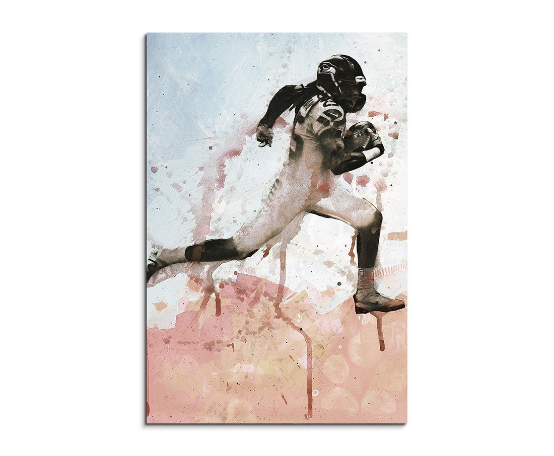 Sinus Art Leinwandbild American Football 90x60cm Aquarell Art Leinwandbild