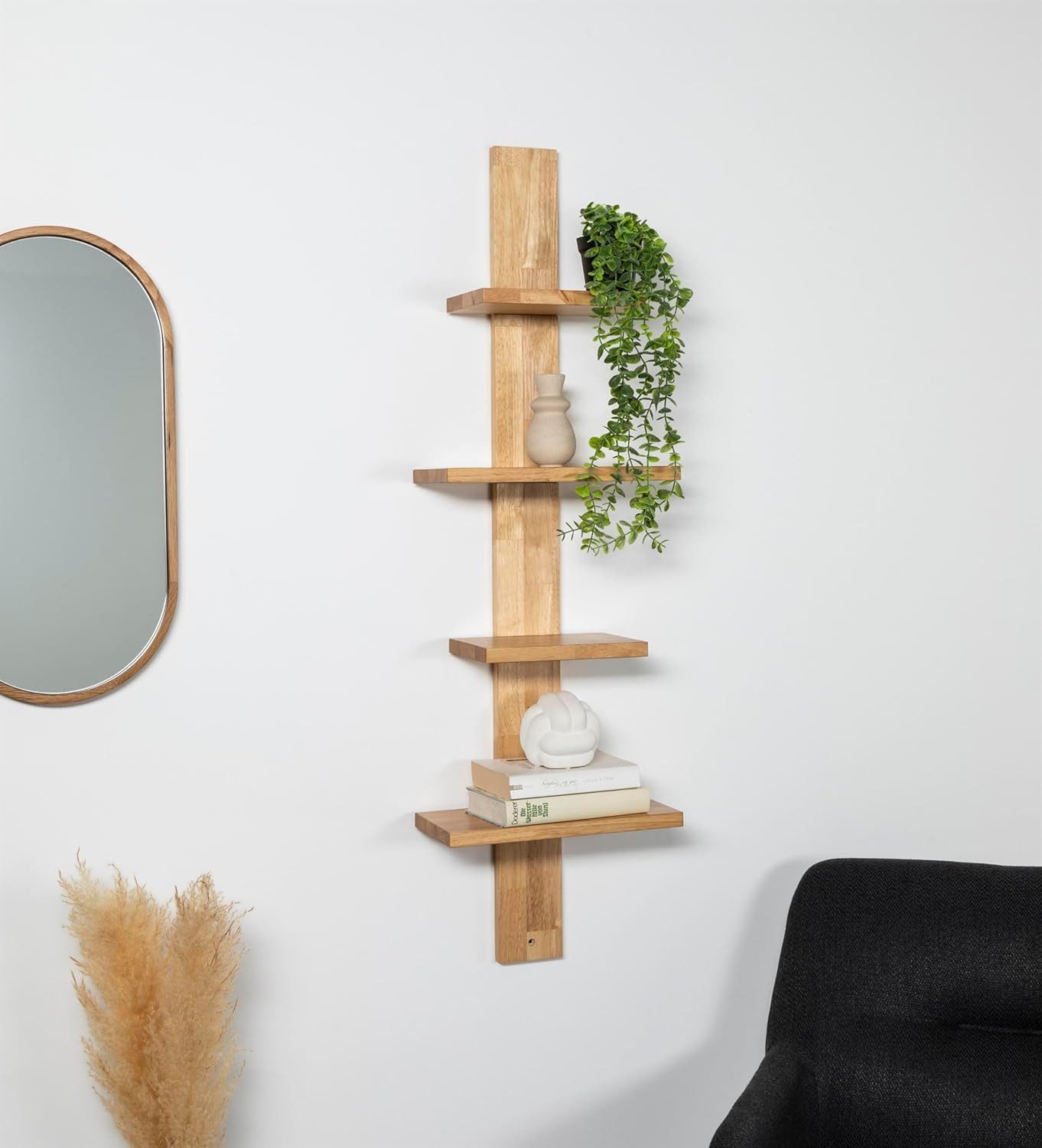 Holz Lichter Wandregal Wandregal Holz 4 Ablagen, Holzregal, Schweberegal günstig online kaufen