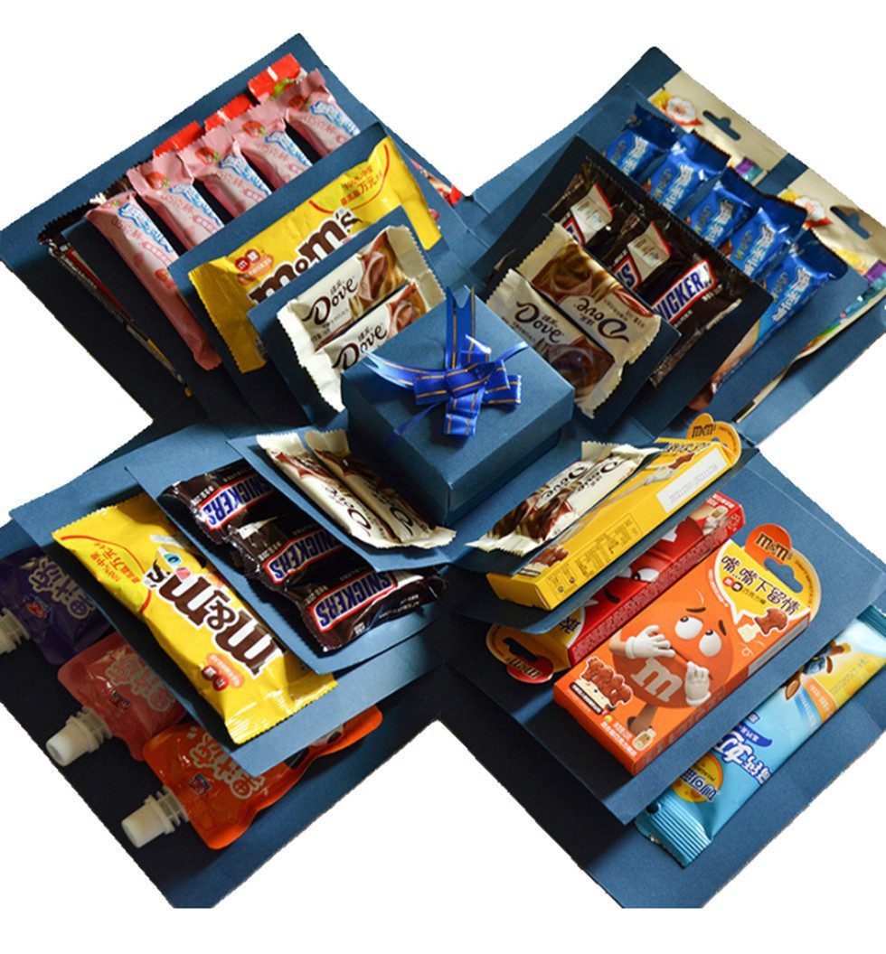 101DIYStudio Geschenkbox Leere Explosionsbox Weihnachten zum Selbstbasteln (Weihnachtsgeschenk, 5-Schichten+Geschenktasche), Inkl. Zubehör und Videoanleitung