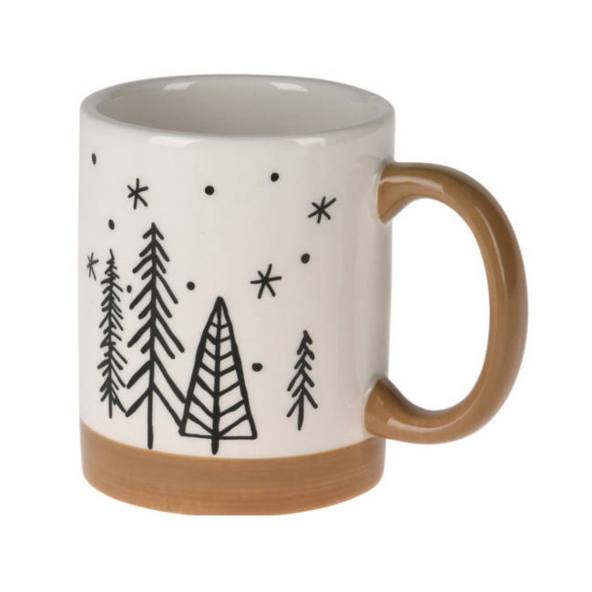Home & styling collection Becher Becher mit Henkel mit Tannenmotiv, 250 ml, Keramik, mit Henkel mit Tannenmotiv