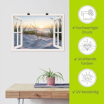 Artland Wandbild Ostseestrand durchs Fenster, Meer Bilder (1 St), als Alubild, Outdoorbild, Leinwandbild, Poster, Wandaufkleber