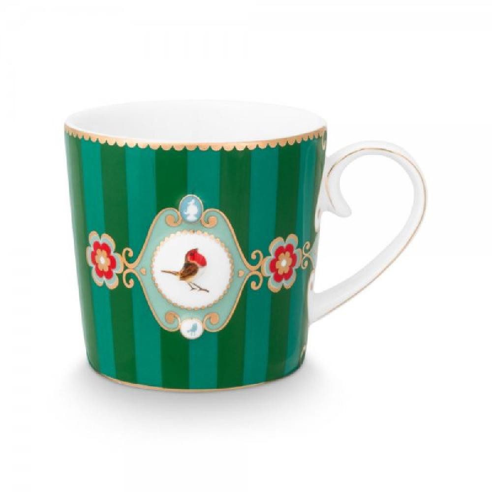 PiP Studio Tasse Henkelbecher Love Birds Stripes Emerald Grün (150ml)