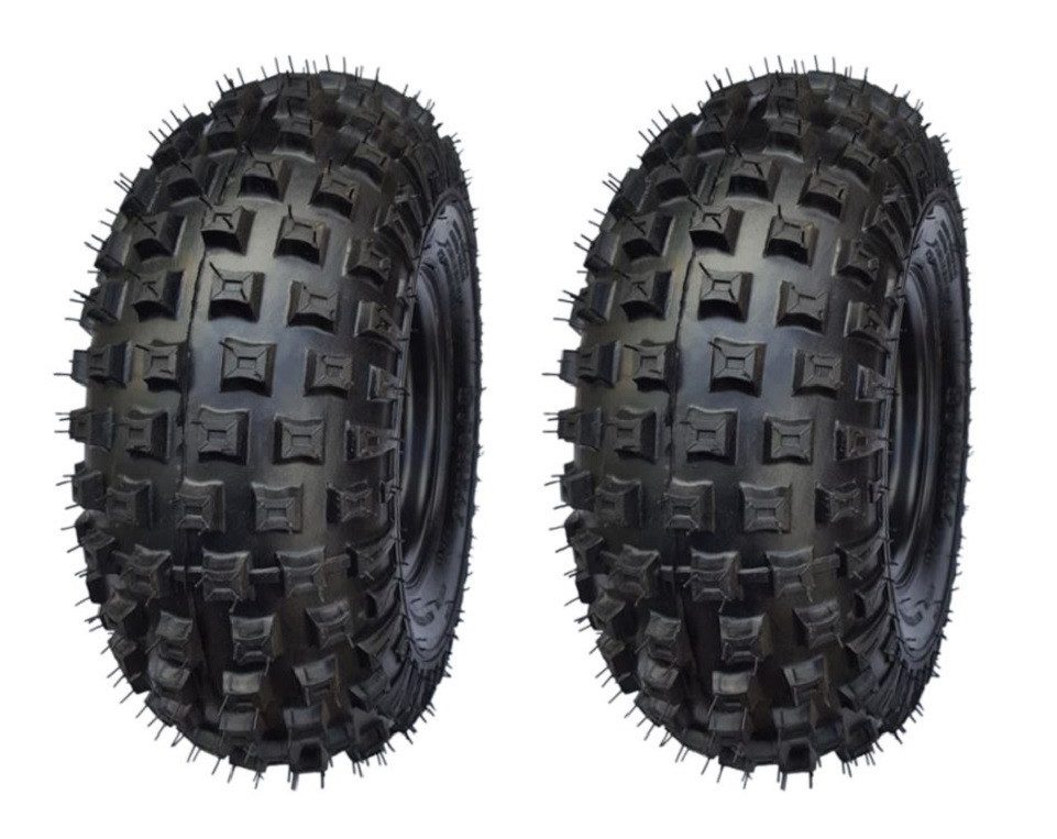 FunSport-Factory Kinderfahrzeug-Räder 2er Set Komplettrad Quadreifen Reifen 16x8-7 Schwarz links rechts, TL-Noppenprofil, hoher Grip, für Quads, robust & langlebig