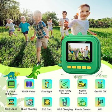 Gofunly Multifunktionale Sofortdruckkamera Kinderkamera (12 MP, 10x opt. Zoom, inkl. mit 1000mAh Akku und gratis 32GB-Karte für stundenlange Nutzung, 2,4-Zoll-IPS-Bildschirm,16-fachem Digitalzoom & 1080P-Videoaufnahmen)