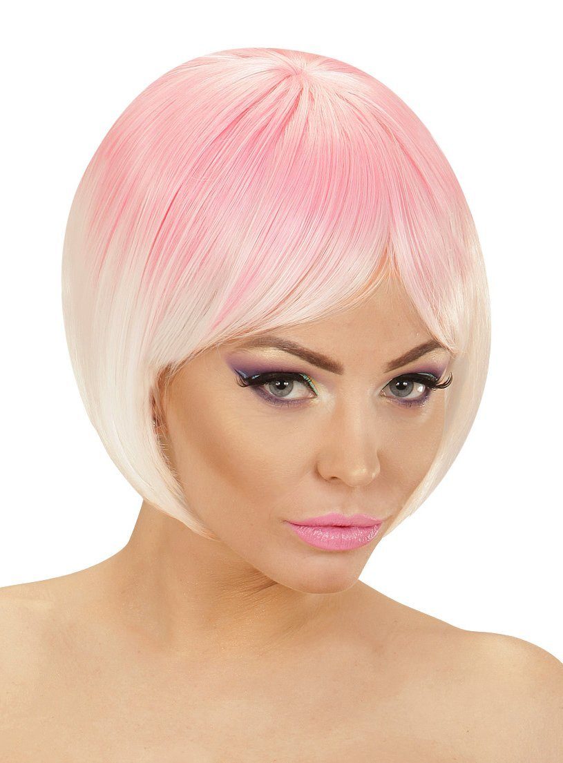Kostüm-Perücke Two-Tone Perücke pink-weiß - Faschingsperücke