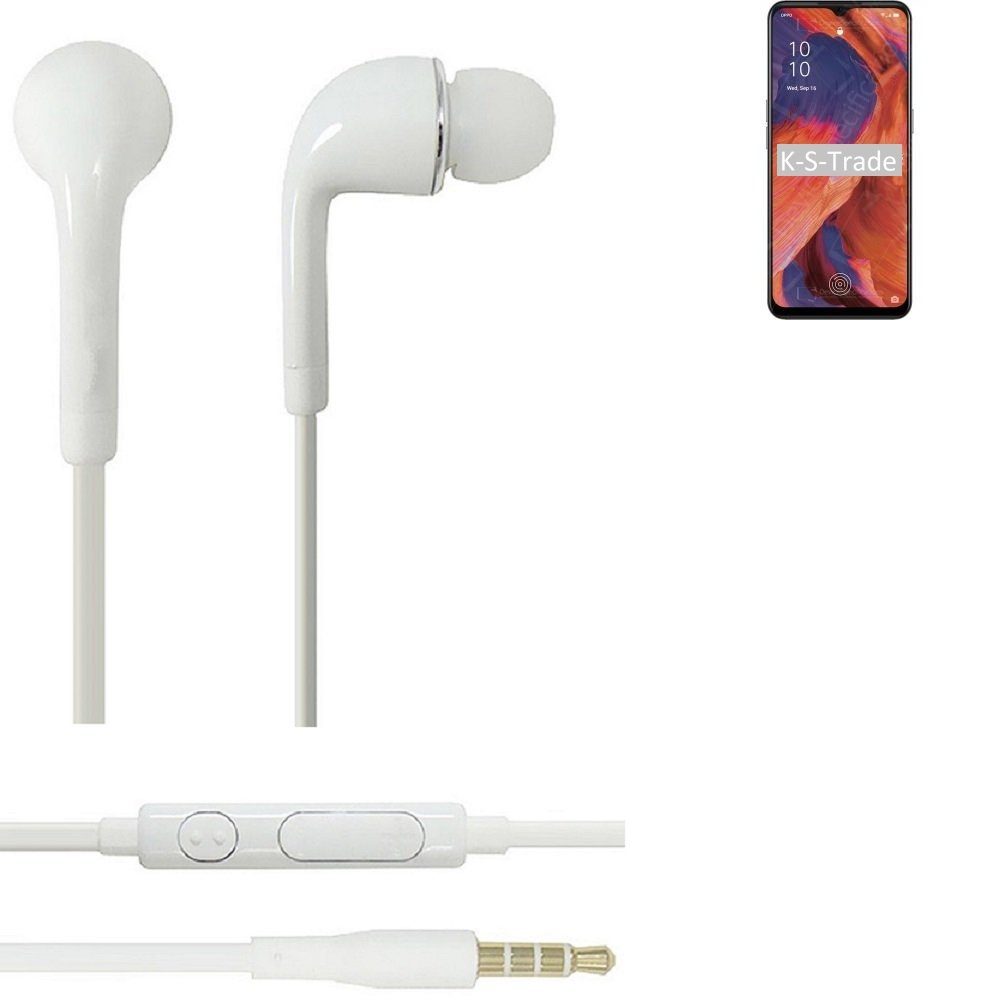 K-S-Trade für Oppo Reno4 Z 5G In-Ear-Kopfhörer (Kopfhörer Headset mit Mikrofon u Lautstärkeregler weiß 3,5mm)
