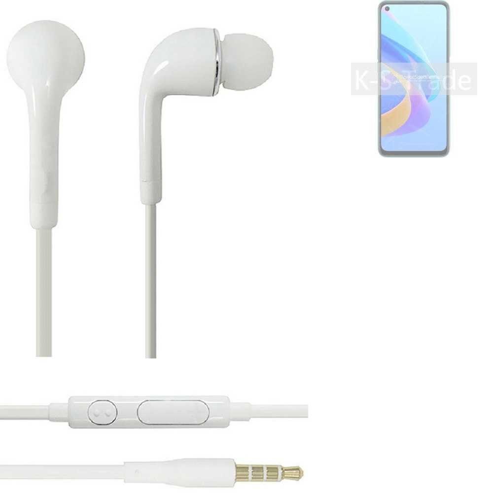 K-S-Trade für Oppo A76 In-Ear-Kopfhörer (Kopfhörer Headset mit Mikrofon u Lautstärkeregler weiß 3,5mm)