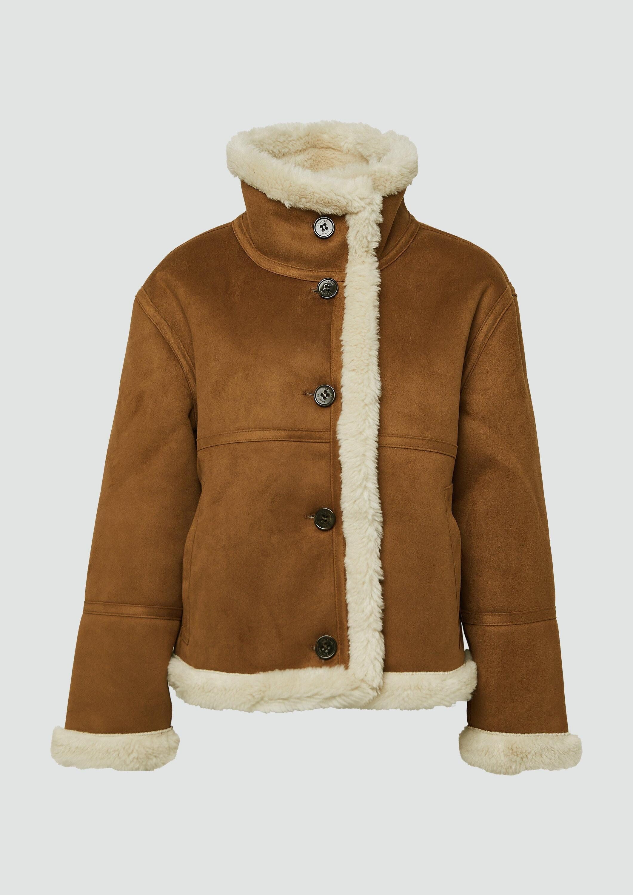 s.Oliver Winterjacke Outdoor-Jacke Wendejacke mit Teddyplüsch