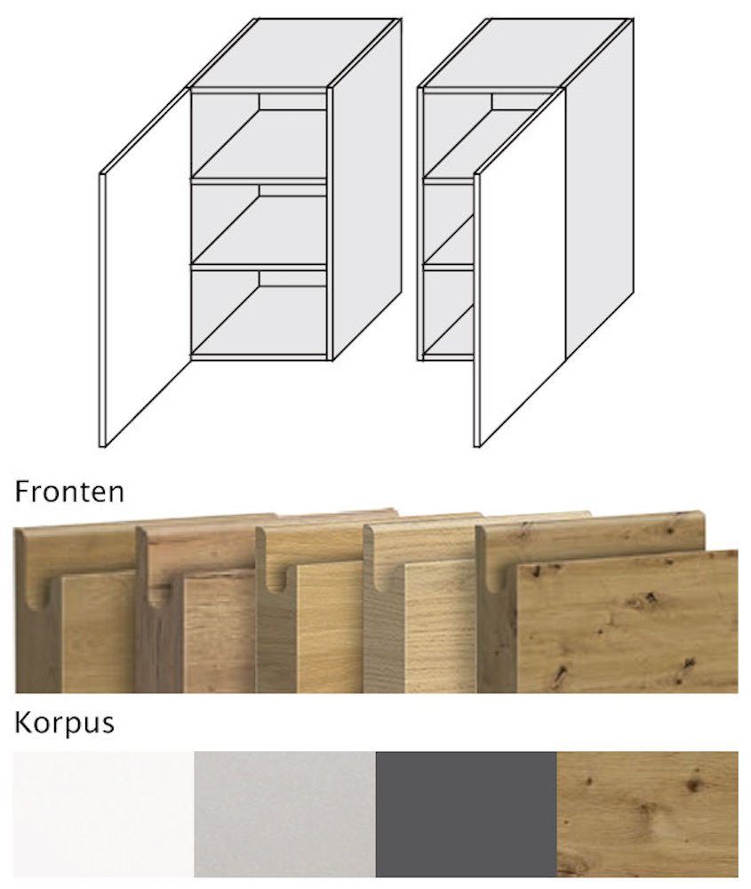 Feldmann-Wohnen Klapphängeschrank Arezzo eiche 1-türig Ausführung Korpusfarbe artisan wählbar Front-, und grifflos 40cm