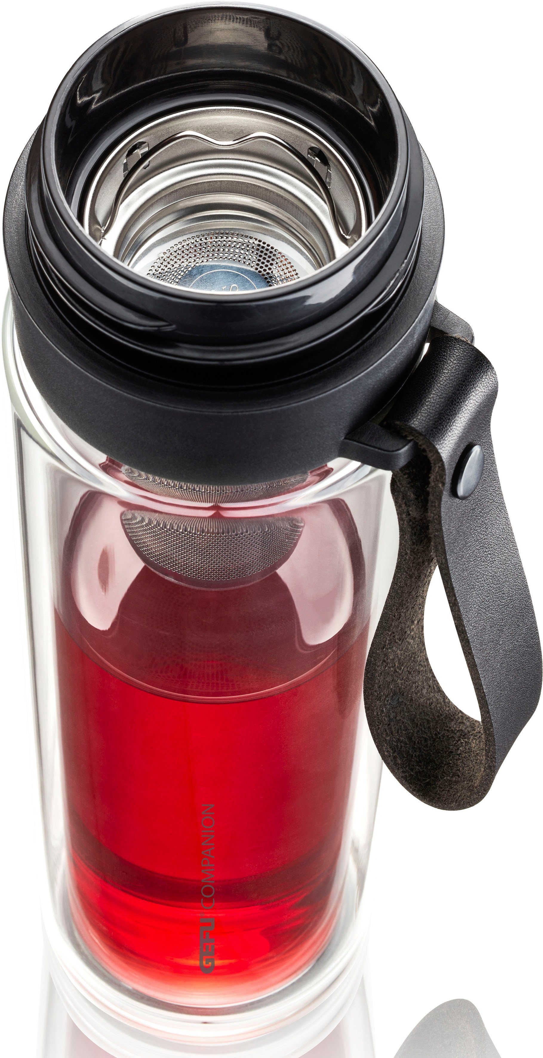 GEFU Trinkflasche COMPANION, Sicherheitsverschluss für 100%-igen Auslaufschutz und Einhandbedienung