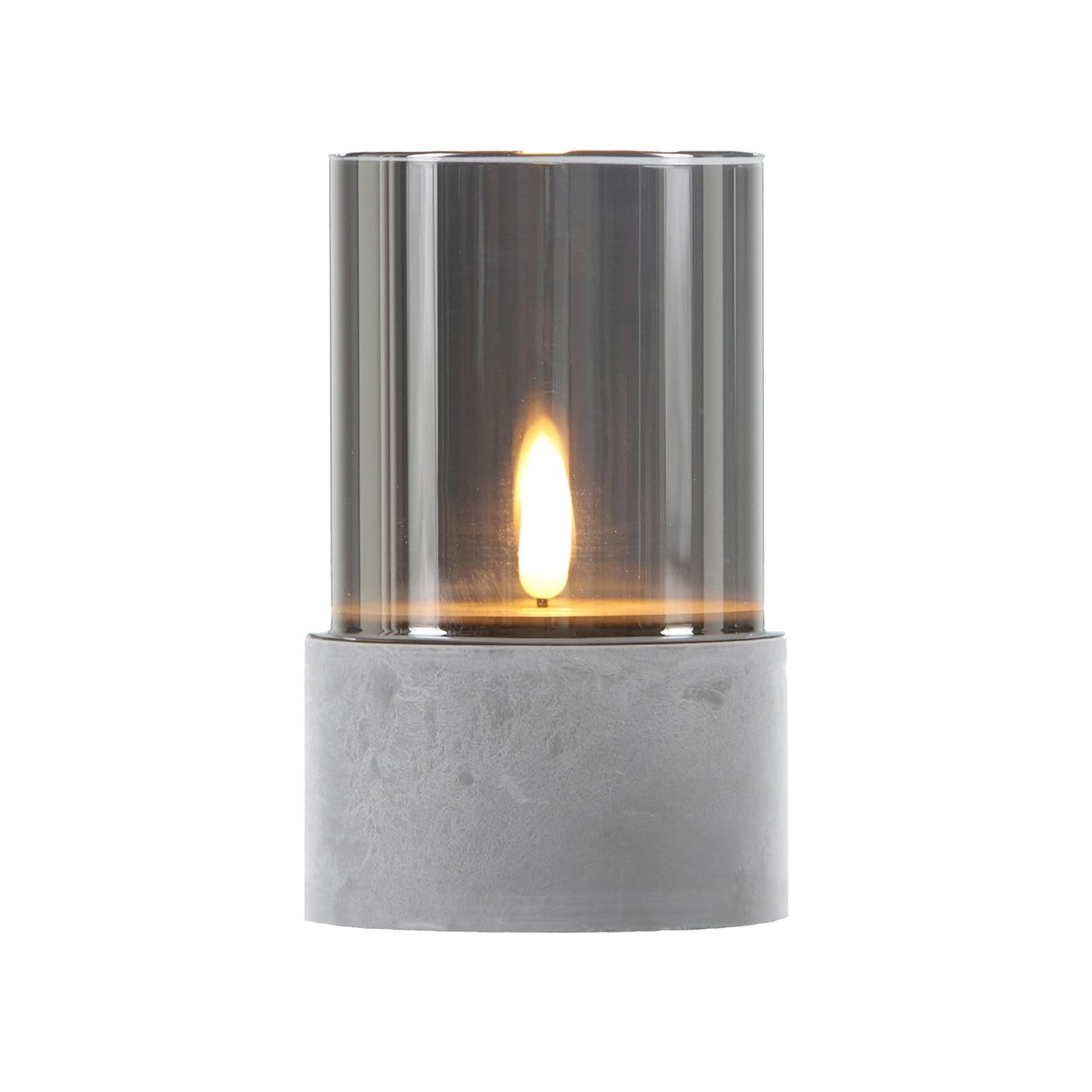 Kerzenständer LED Kerze Glas Windlicht Grau Kalio