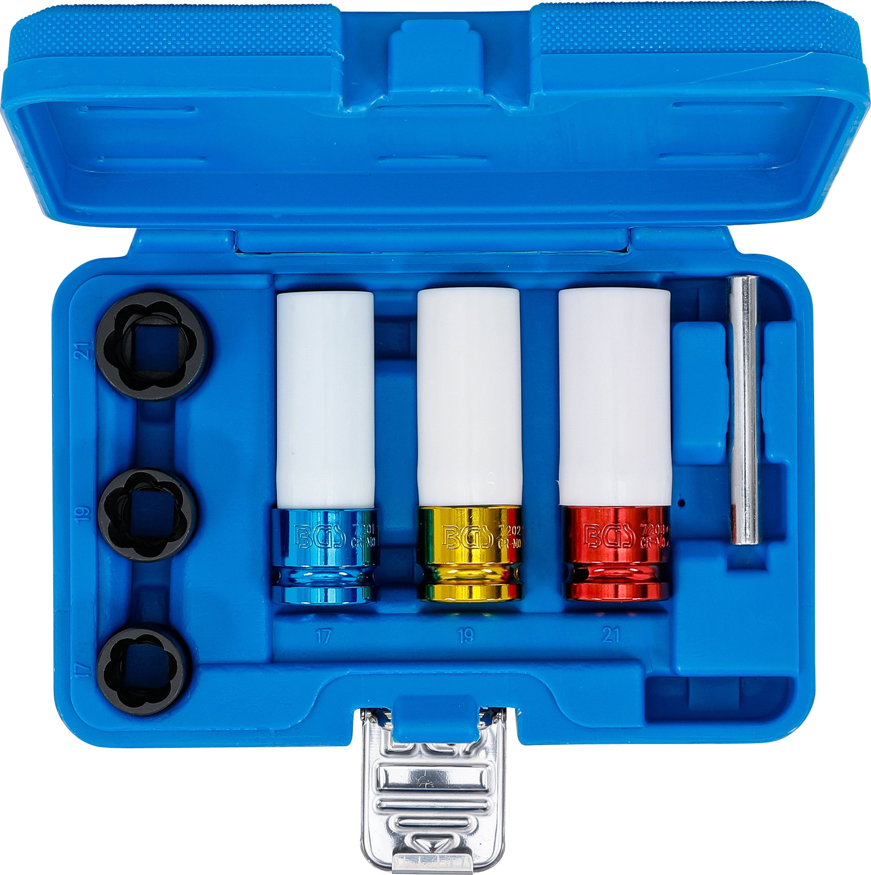 BGS technic Steckschlüssel Kraft-Schoneinsatz- u.Spiral-Profil-Steckschlüssel-Satz, SW 17-21mm (1 St)