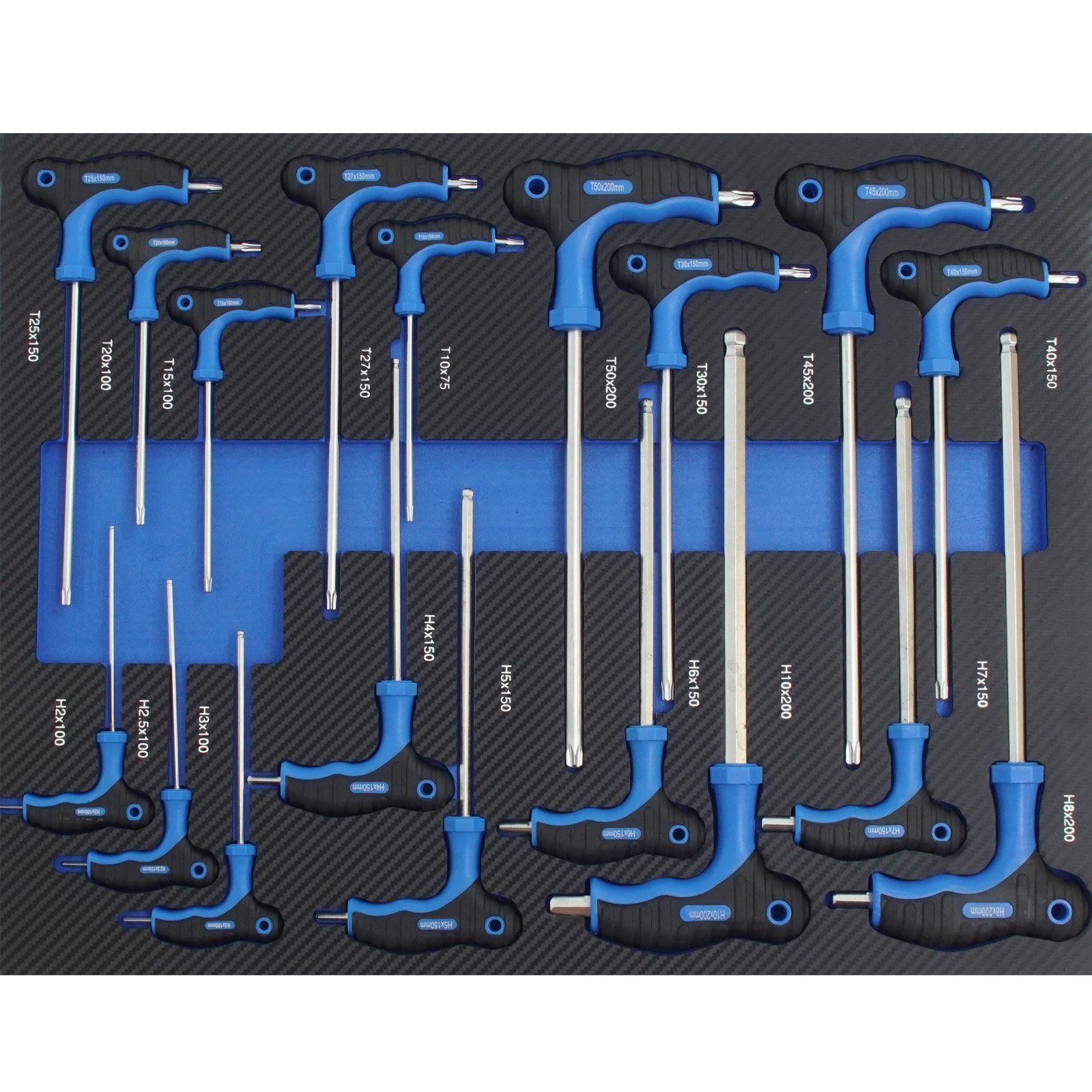 Einlagen blau TRUTZHOLM Profi bestückt, Werkzeugsatz Werkzeugset 520x400mm (Set), Werkstattwagen Werkzeugeinlagen