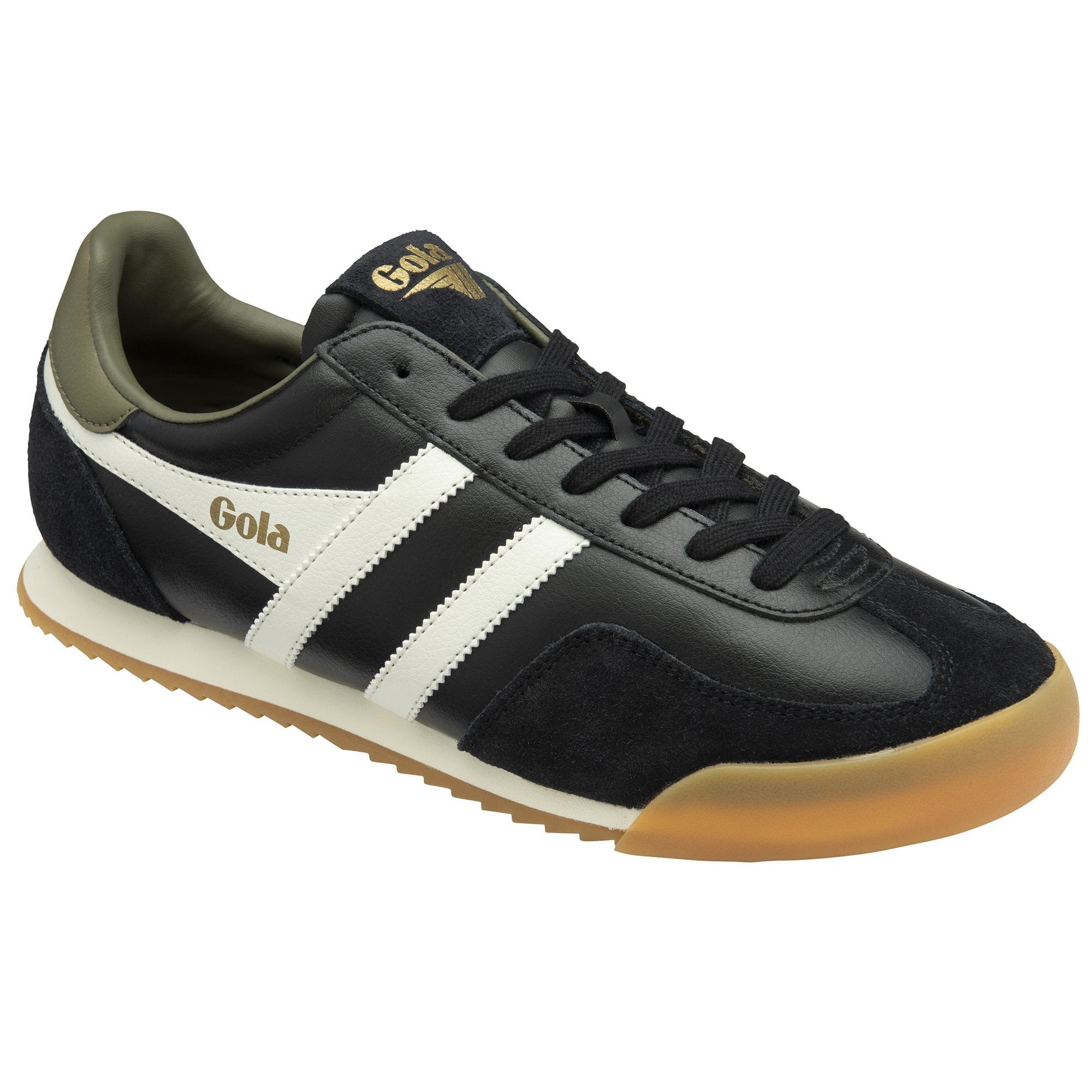 Gola Europa Leder 2025 schwarz/offweiss/khakigrün Herren Sneaker