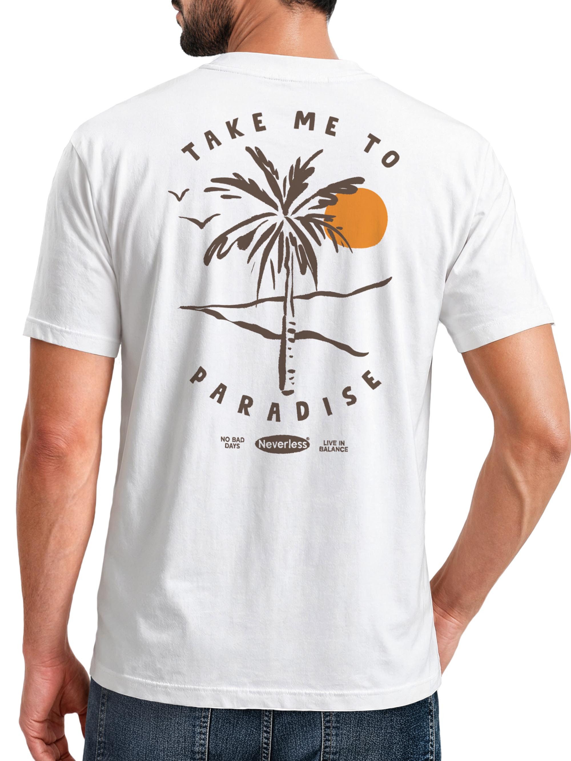 Neverless Print-Shirt Herren T-Shirt Backprint Palmen Aufdruck Sommer Grafikshirt Urlaub mit Print