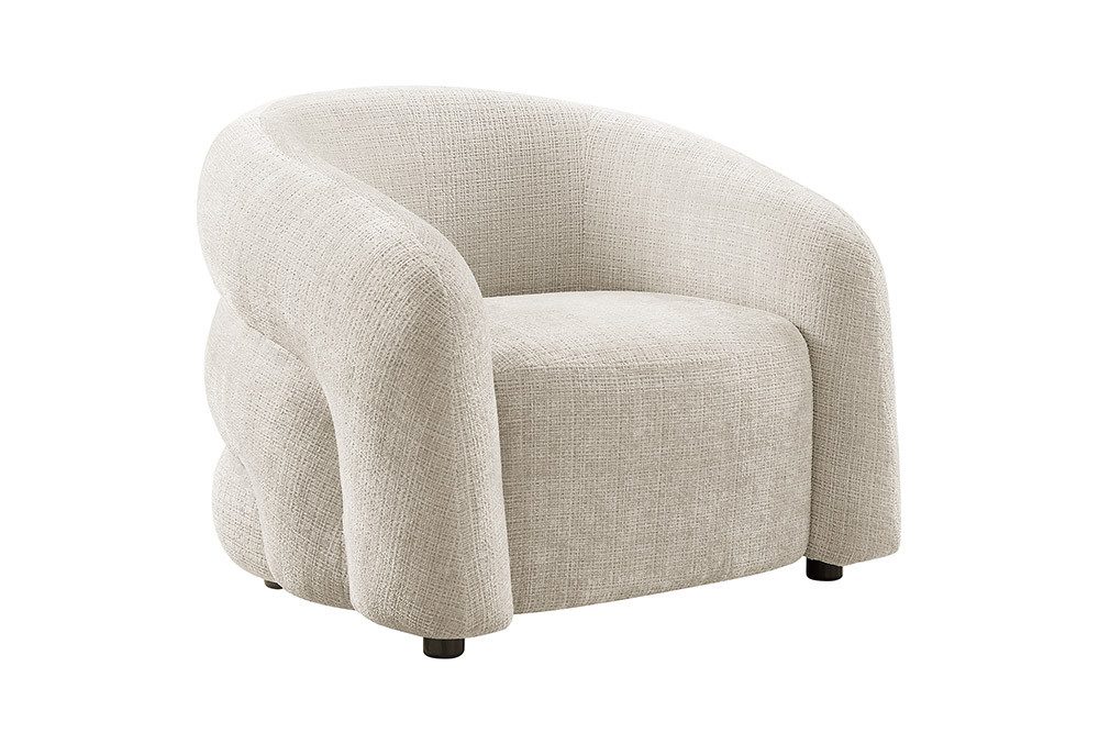 riess-ambiente Loungesessel VOGUE 95cm beige – Sessel mit Armlehnen, Chenille Cremona, modern (Einzelartikel, 1-St), komfortabler Sessel mit weichem Bezug – ideal für stilvolle Wohnzimmer