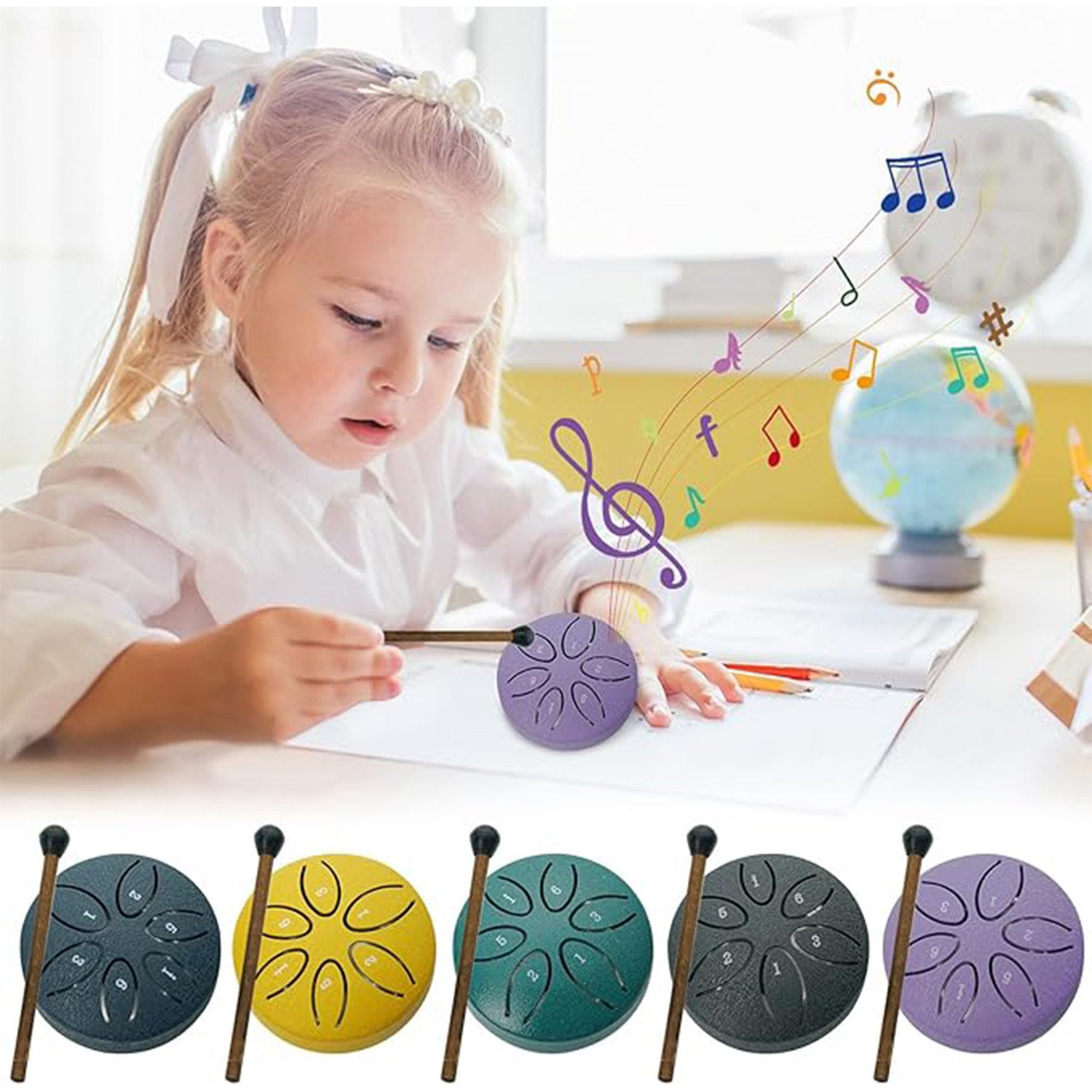 Forrlite Steel Tongue Drum 3 Zoll 6 Töne Sonic Energy Pocket Tongue Drum, Stahlzungentrommel,Sonic Energy, Geeignet als Geschenk für Feiertage