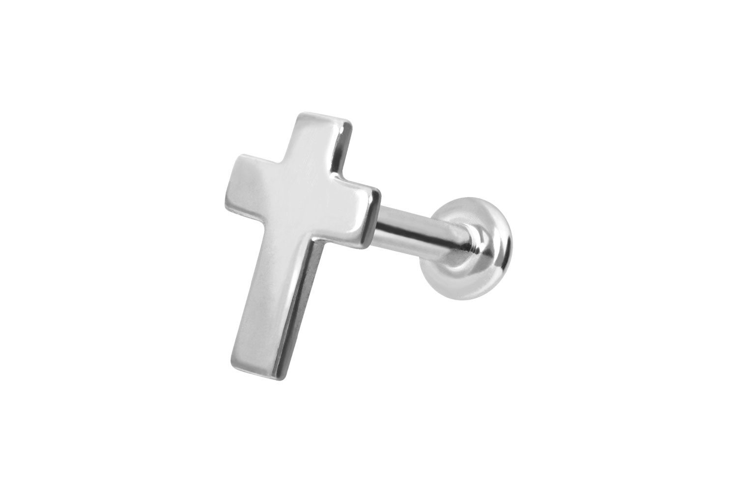 Piercing-Set 14 Karat Gold Labret mit Innengewinde KREUZ