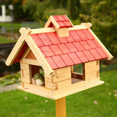 Mucola Vogelhaus »Vogelhaus Vögelhäuschen Holz Vogelfutterhaus Futterhaus XXL Vogelvilla Vogel«, Dachschindeln und Haus sind lasiert