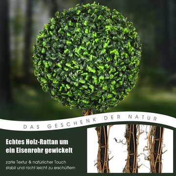 Kunstpflanze Buchsbaumkugel, COSTWAY, Höhe 120 cm, mit Topf & 3 Kugeln 115cm hoch, Grün