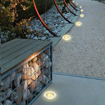 Clanmacy Gartenstrahler 1-12x 3W LED Bodenleuchte Bodenstrahler Aussen-Beleuchtung IP67 Rund, 1er, LED wechselbar, Warmweiß
