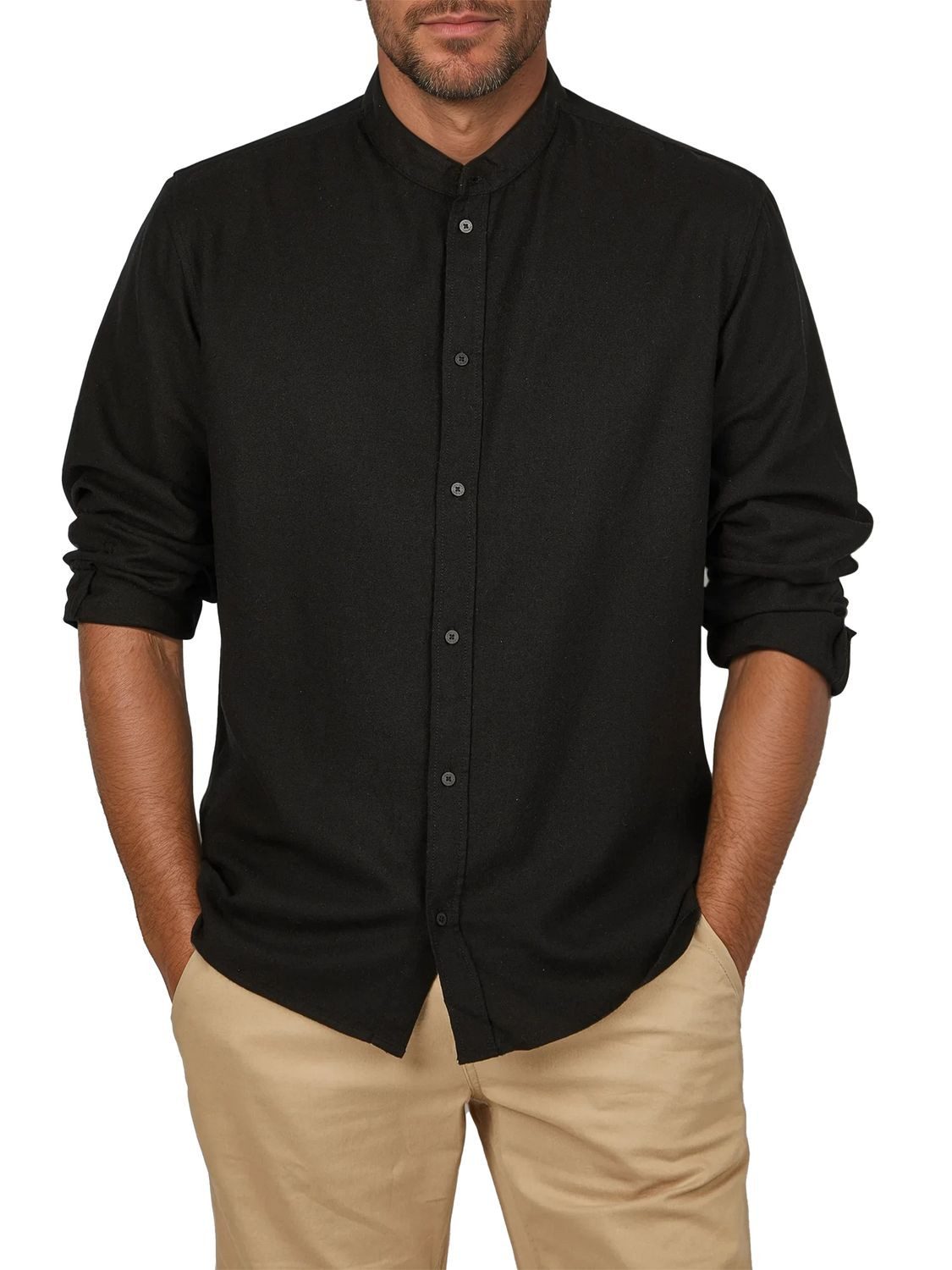 Langarmhemd Herren Leinen Hemd DFJesper Regular Fit