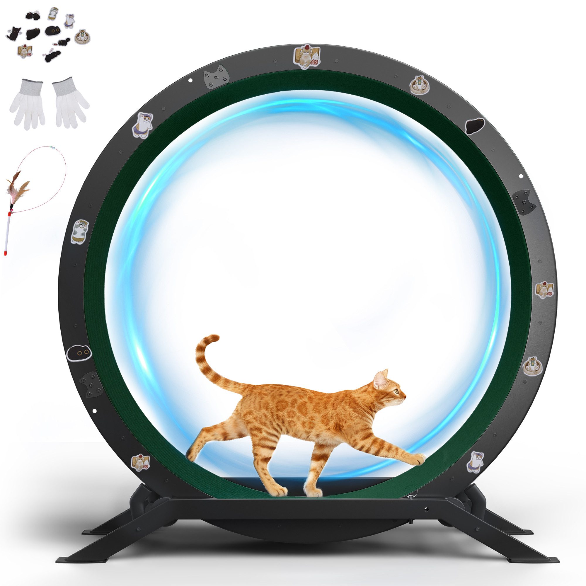 COMHOMA Tier-Intelligenzspielzeug Katzenlaufrad, laufrad Katze, Extra großer 100 cm ultraleises Laufrad, mit Abnehmbarer Teppich und Spielzeug
