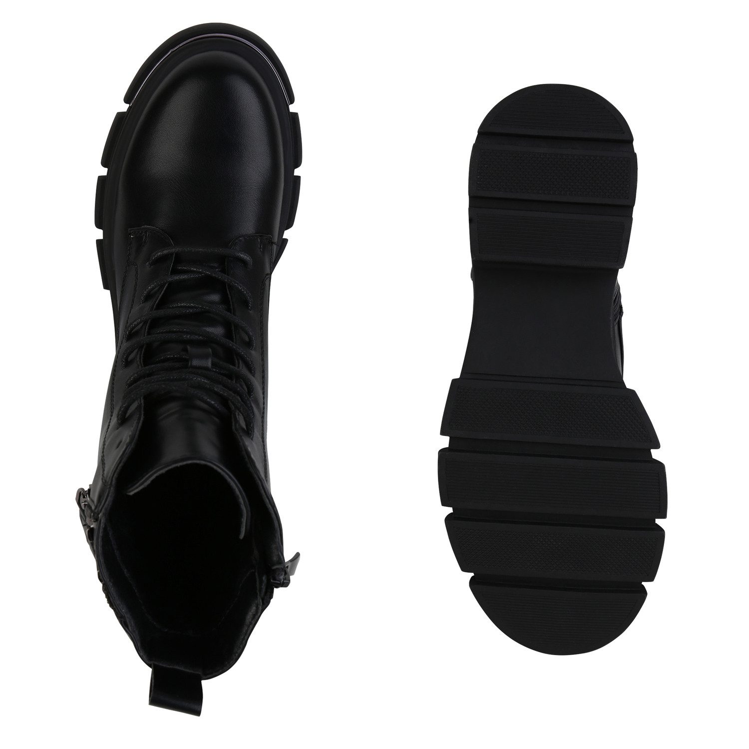 VAN HILL 841392 Schnürstiefelette Damen Leicht Gefüttert Schnürstiefeletten Stiefeletten Lack