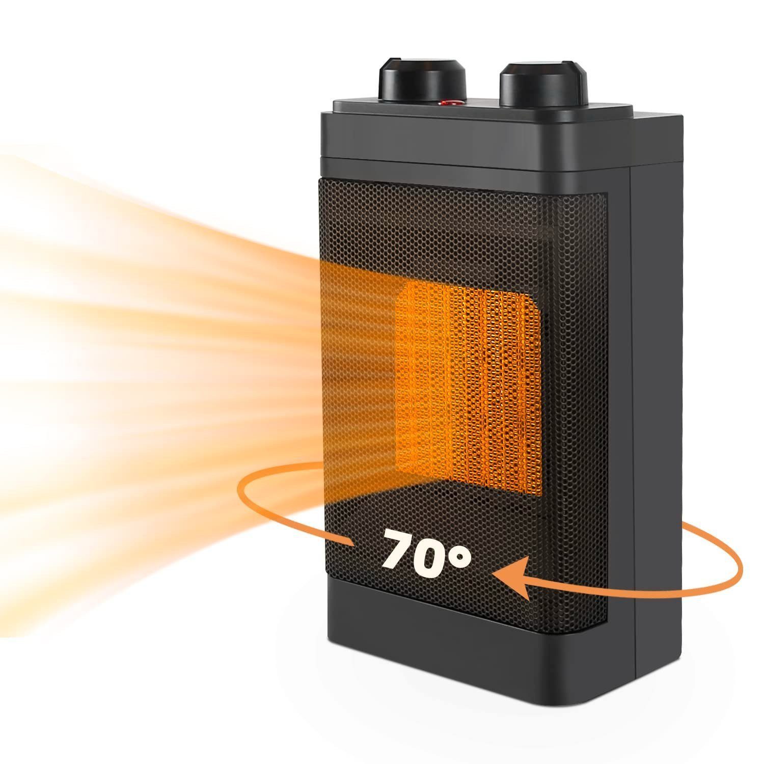Nettlife Keramikheizlüfter 70° Elektroheizung, 1500 W, 70° Oszillation