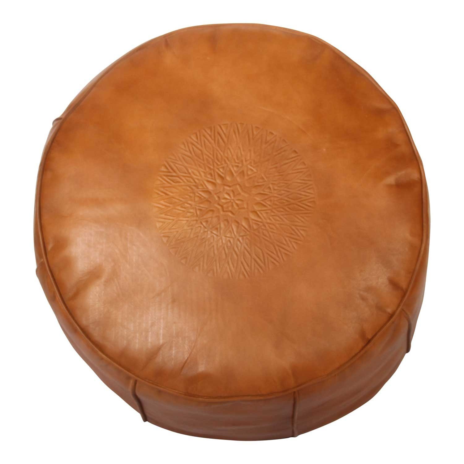 Casa Moro Pouf Marokkanisches Leder Sitzkissen Asli Orange Groß XL Bodenkis günstig online kaufen