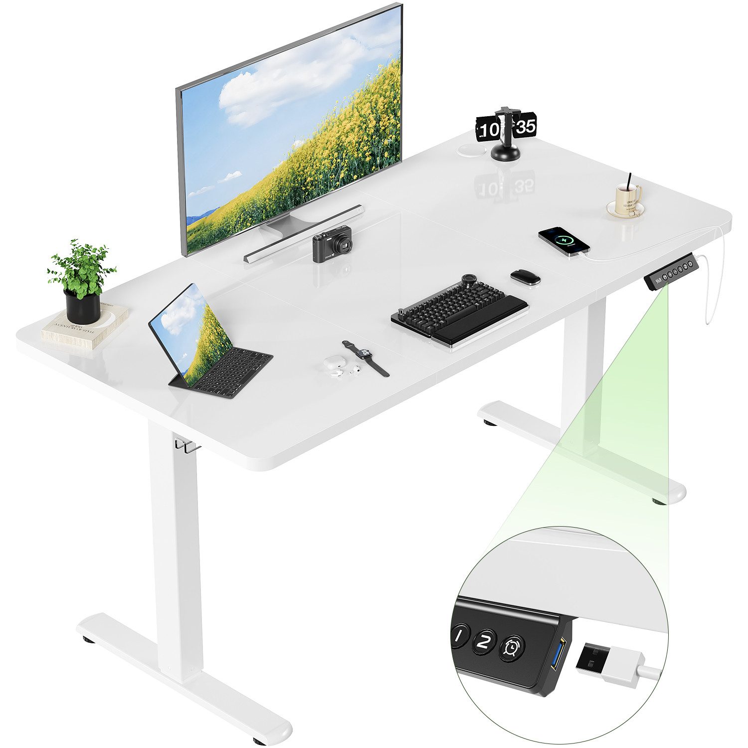 HOMALL Schreibtisch Höhenverstellbarer mit USB-Ladefunktion und günstig online kaufen