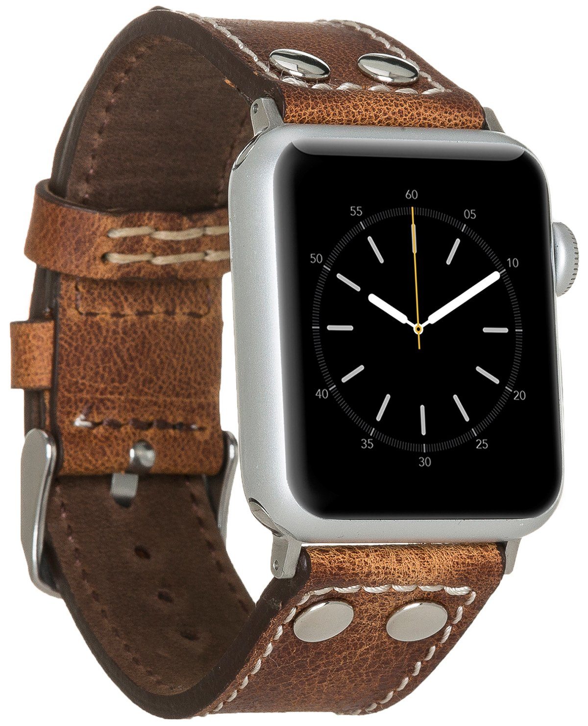 Burkley Smartwatch-Armband Vintage für 1-8 kompatibel Series Armband, Apple 42/44/45mm Apple Watch Sattelbraun mit in Leder Watch