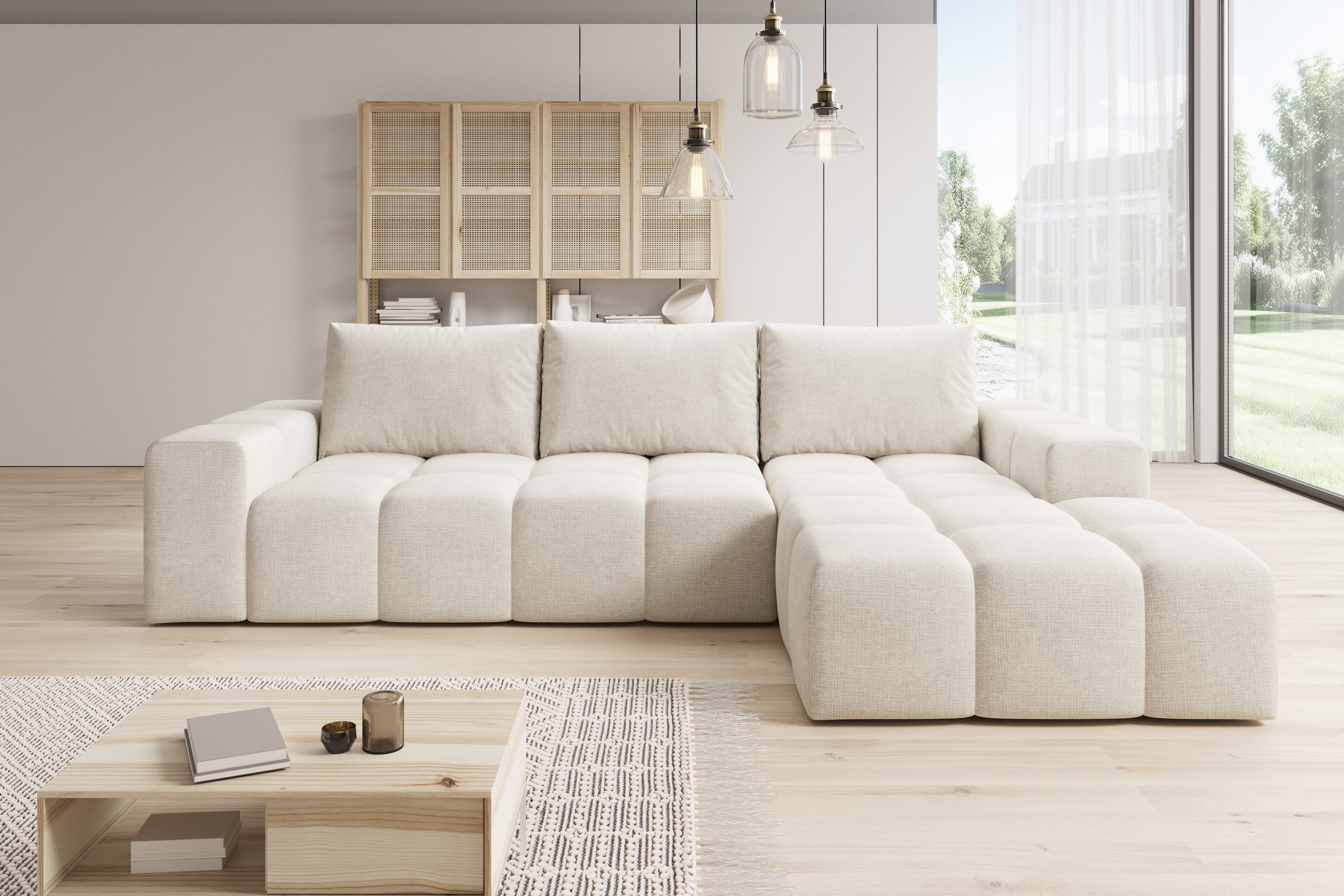 PROMETO Möbel Ecksofa Cento Couch L-Form,Sofa Links/Rechts Teddy-Bouclé-Sto günstig online kaufen
