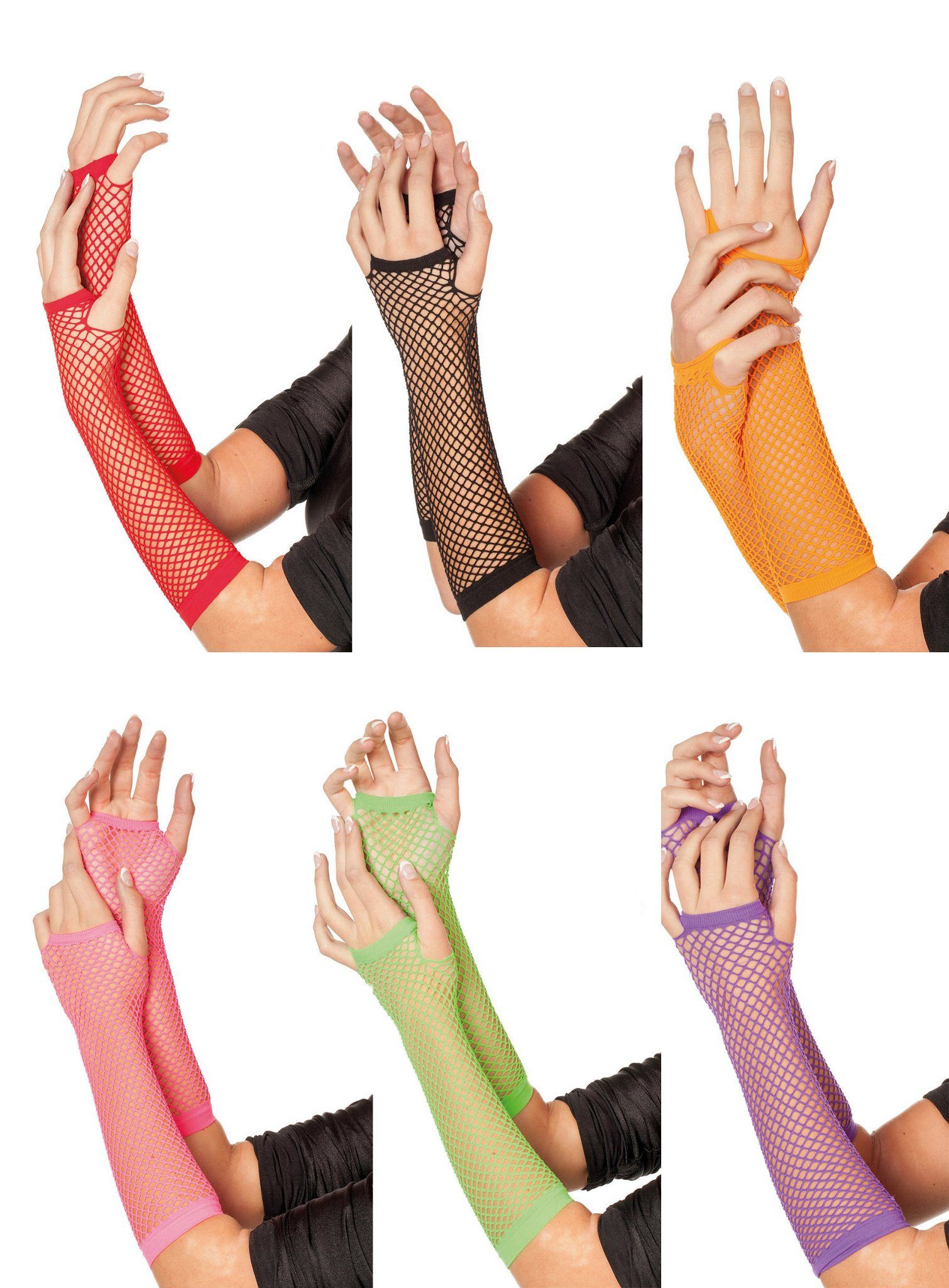 Metamorph Kostüm Fingerlose Netzhandschuhe in diversen Farben, Dehnbares Ba günstig online kaufen