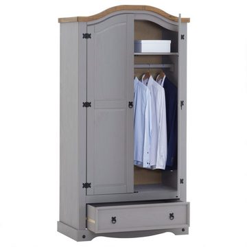 CARO-Möbel Kleiderschrank RAMON Garderobenschrank mit Kleiderstange, Schublade, Kiefer Massivholz